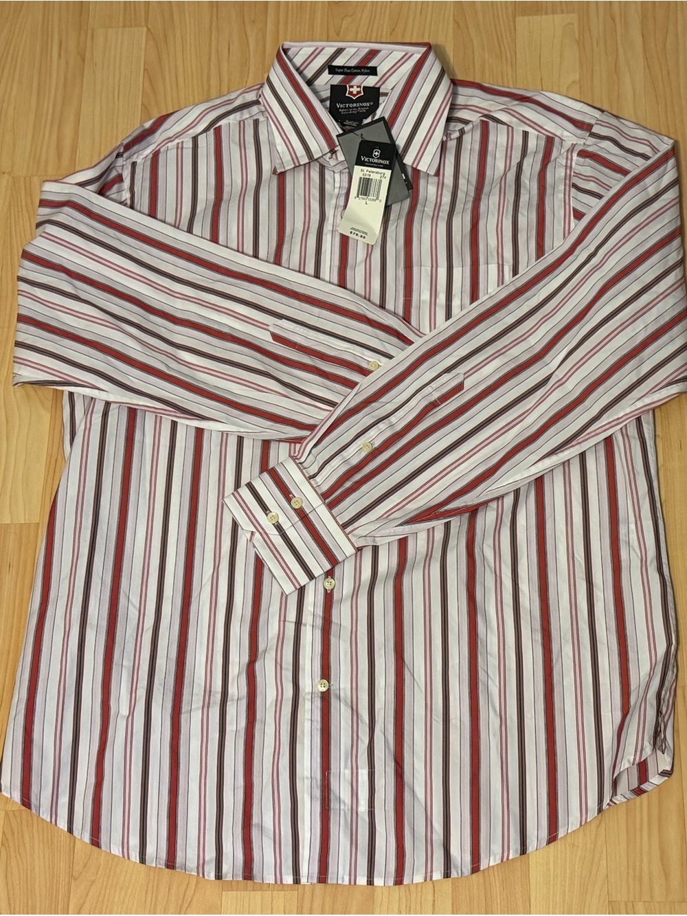 Victorinox St. Petersburg Long Sleeve Striped Button Down Shirt Top Men's L NEW